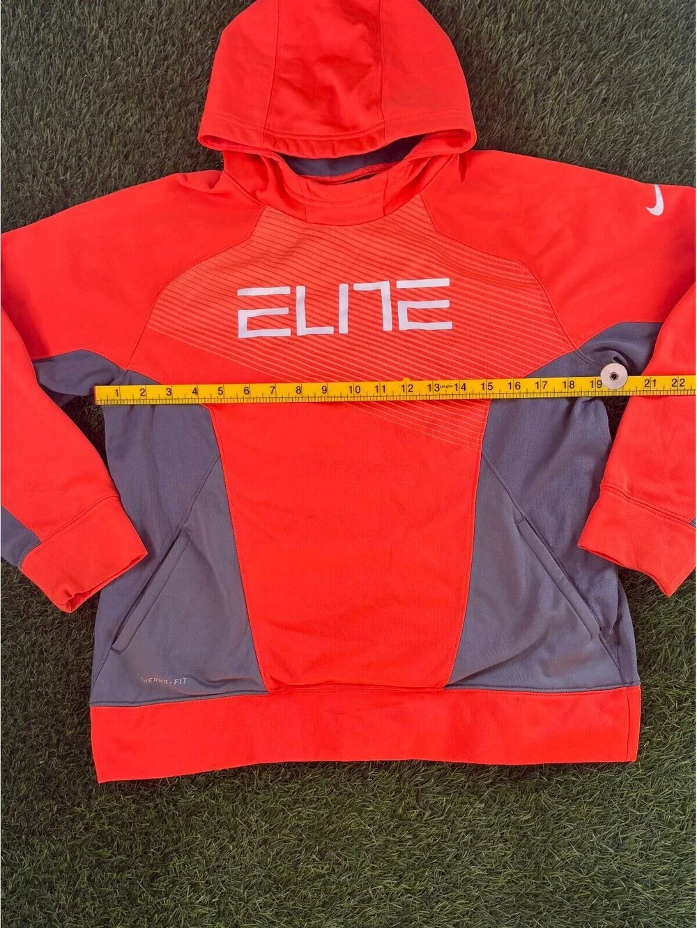Vintage Nike Therma-Fit 80s Red Gray Polyester Hoodie, Unisex Adults size XL